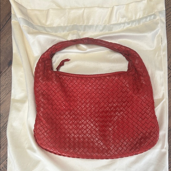 Bottega Veneta Handbags - Bottega Veneta vintage red Woven Leather Hobo Bag